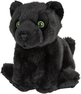 pluche panter - zwart - 18 cm - knuffeldier - panter knuffels Multi