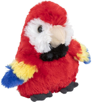 Pluche Papegaai knuffeldier - rood - 13 cm - Dieren knuffels cadeau - Vogel knuffels