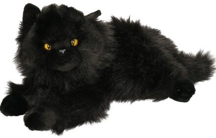 Pluche Perzische kat/poes - zwart - 30 cm - knuffel kat - katten knuffel - knuffeldier