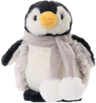 pluche pinguin knuffeldier - grijs/wit - staand - 15 cm - Knuffel zeedieren