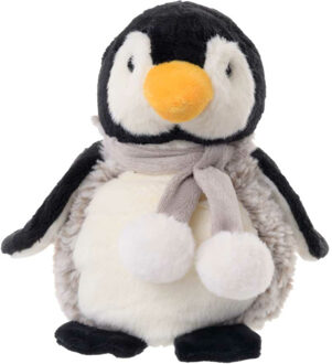 pluche pinguin knuffeldier - grijs/wit - staand - 25 cm - Knuffel zeedieren