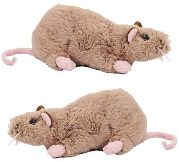 Pluche rat knuffel - 3x - bruin - 22 cm - ratten - Dieren - Speelgoed