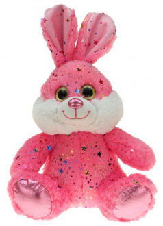 Pluche roze paashaas/hazen knuffel met sterretjes 25 cm