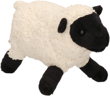 Pluche schaap / schapen knuffel - 18 cm - boerderij dieren - wit/zwart