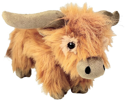 pluche Schotse hooglander koe knuffeldier - bruin - staand - 24 cm - Koeien knuffels