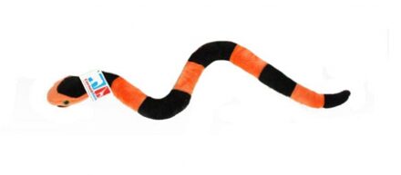 Pluche slang knuffeldier - oranje/zwart - 42 cm - met kraalogen Multi