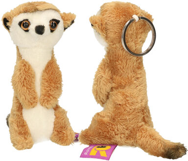 Pluche sleutelhanger stokstaartje - 4x - knuffel - 10 cm - Stokstaartjes dieren sleutelhanger