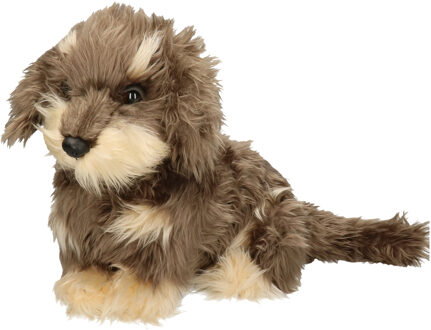 Pluche teckel knuffel - langharig - hond - 45 cm - knuffels Bruin