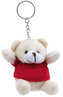 Pluche teddybeer knuffel sleutelhanger - 5x - rood - 8 cm - Beren dieren sleutelhangers