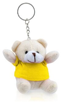 Pluche teddybeer knuffel sleutelhanger - geel - 8 cm - Beren - Knuffel sleutelhangers