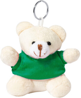 Pluche teddybeer knuffel sleutelhanger - groen - 8 cm - Beren dieren sleutelhangers