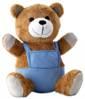 Pluche teddybeer met blauwe outfit 16 cm