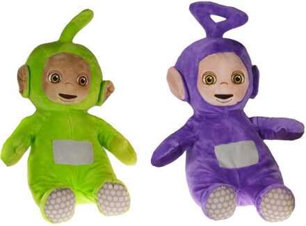 Pluche Teletubbies speelgoed set knuffel Tinky Winky en Dipsey 30 cm - Knuffelpop Multikleur