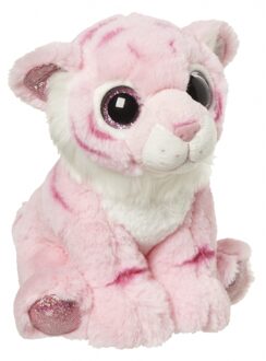 Pluche tijger knuffel 18 cm Roze