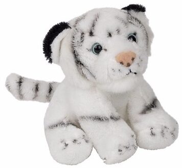 Pluche tijger - knuffel tijger - wit - 15 cm - wilde dieren knuffels