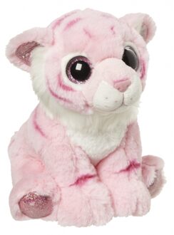 Pluche tijger knuffeldier 18 cm - Knuffeldier Roze