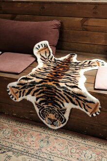 Pluche Tijger Vorm Bont Tapijten Badkamer Anti-Slip Mat 117X85Cm Thuis Bad Douche Tapijt
