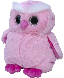 Pluche uil knuffeldier 18 cm - Vogel knuffels Roze