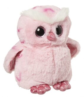 Pluche uil knuffeldier 18 cm - Vogel knuffels Roze