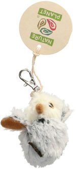 Pluche uil sleutelhanger - Uil knuffel - 6 cm - Speelgoed sleutelhangers Wit