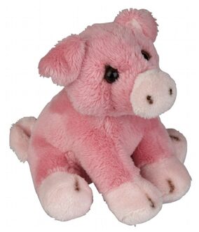 pluche varkens knuffel - roze - 15 cm - boerderij dieren knuffelbeesten - Knuffel boederijdieren