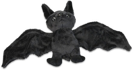 Pluche vleermuis - knuffeldier - zwart - vliegend - 18 cm - knuffel vleermuis