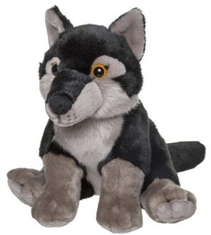 Pluche wolf knuffel zwart 24 cm - Knuffel bosdieren