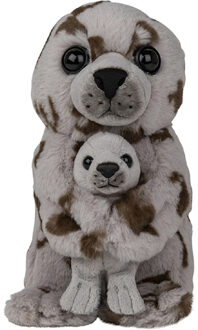 Pluche Zeehond familie knuffels - grijs - zeehonden - 22 cm Multi