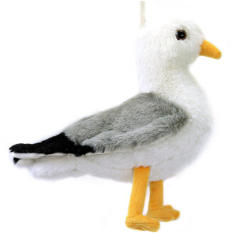 pluche zeemeeuw knuffeldier - grijs/wit - met geluid - 20 cm