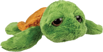 pluche zeeschildpad Jules knuffeldier - cute eyes - donkergroen - 14 cm