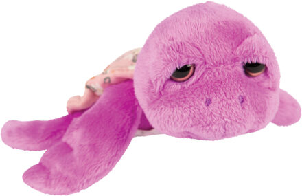 pluche zeeschildpad Jules knuffeldier - cute eyes - paars - 14 cm