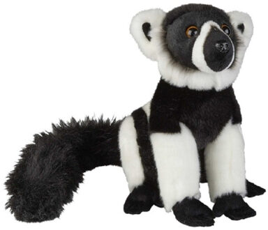 Pluche zwart/witte vari/maki aap knuffel - 28 cm - apen speelgoed dieren
