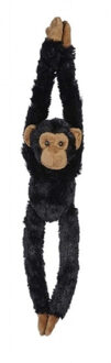 Pluche zwarte chimpansee knuffel - 65 cm - Apen jungle dieren knuffels - Klittenband handjes