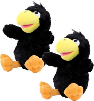 Pluche zwarte kraai/raaf - 2x - knuffel vogel - 21 cm - vogel knuffeldier