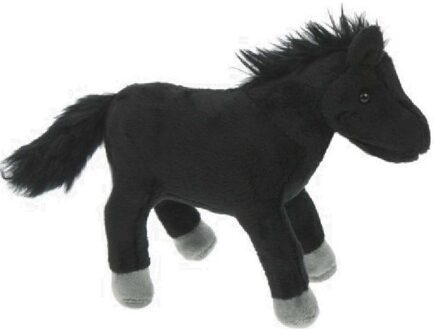 Pluche zwarte paarden knuffel 25 cm speelgoed