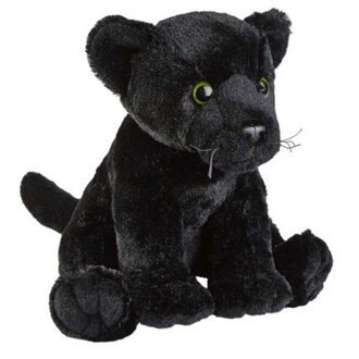 Pluche zwarte panter knuffel - 30 cm - Wilde dieren knuffels - Speelgoed voor kinderen - Knuffeldier