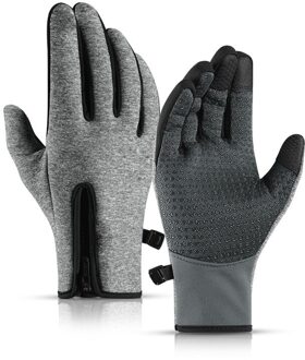 Pluis Warme Handschoenen Voor Touchscreen Koud Weer Winddicht Anti Slip Mannen Vrouwen Kids Sneeuw Wanten Waterdicht Skiën Ademend Hemp ash / S