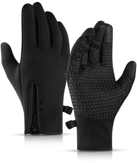 Pluis Warme Handschoenen Voor Touchscreen Koud Weer Winddicht Anti Slip Mannen Vrouwen Kids Sneeuw Wanten Waterdicht Skiën Ademend zwart / M