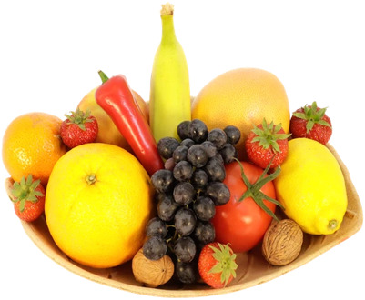 Pluk fruit in fruitschaal L 30cm X B 22cm