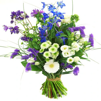 Plukboeket blauw paars wit