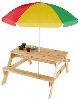 PLUM kinder picknicktafel met parasol hout Bruin