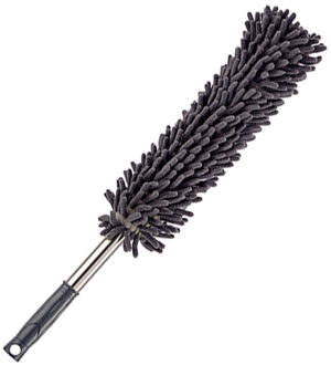 Plumeau/duster metallic - microvezel - donkergrijs - 54 cm