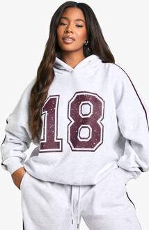 Plus 18 Print Zijgestreepte Oversized Hoodie, Ash Grey - 46