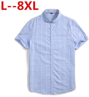Plus 8XL 6XL 5XL Mannen Slim Fit Casual Plaid Shirt Mannen Overhemden Korte Mouw Sociale Mens Shirt Gestreepte chemise Homme