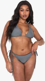 Plus Bikini-Onderstukken Met Zijtouwen En Driehoekig Ontwerp, Slate - 56