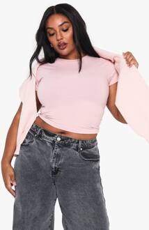 Plus Boohoo Basics Getailleerde Top, Baby Pink - 50
