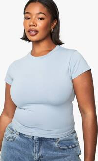 Plus Boohoo Basics Getailleerde Top, Blue - 54