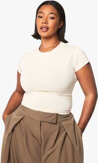 Plus Boohoo Basics Getailleerde Top, Stone - 54