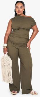 Plus Broek Met Strik In De Taille, Khaki - 52