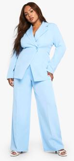 Plus Broek Met Wijde Pijpen En Geplooide Details, Powder Blue - 46